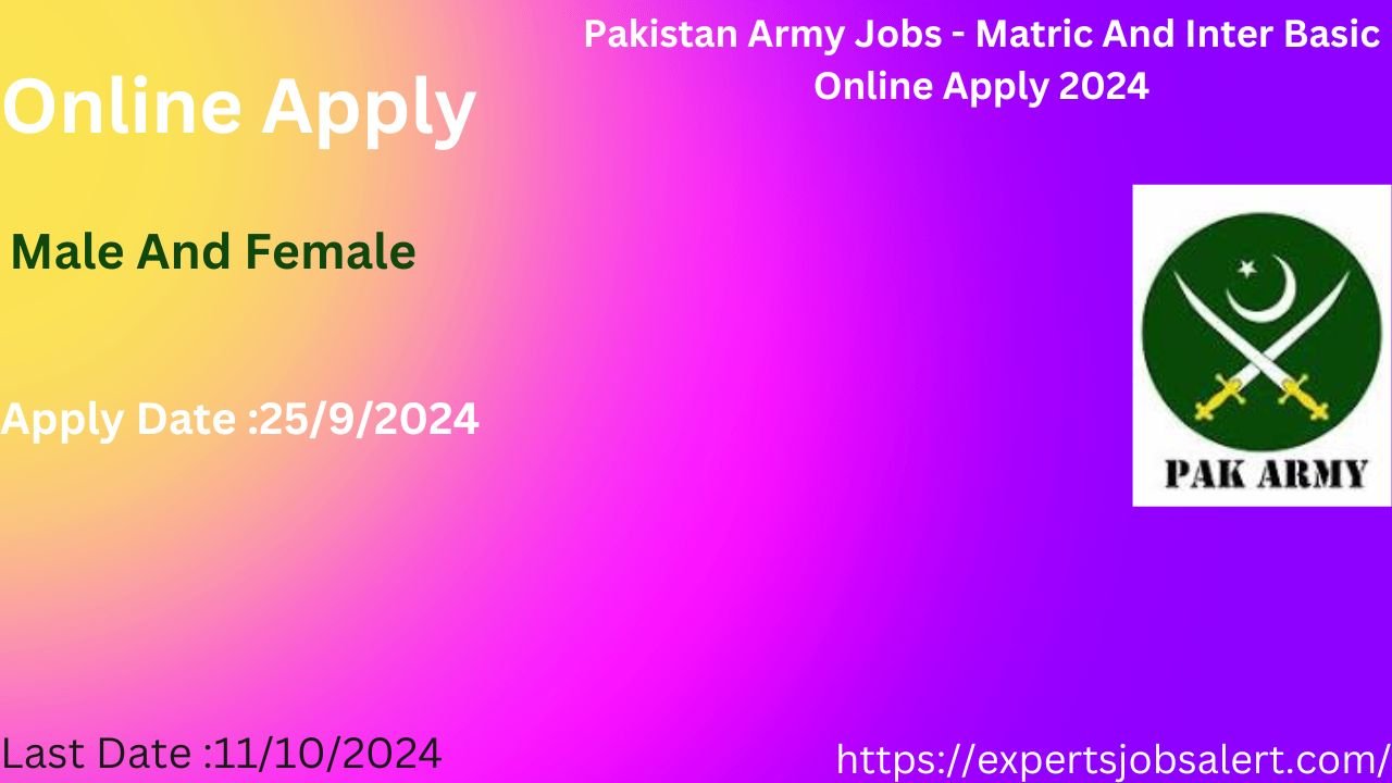 Pakistan Army Jobs - Matric And Inter Basic Online Apply 2024