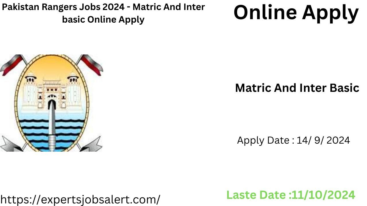 Pakistan Rangers Jobs 2024 - Matric And Inter basic Online Apply